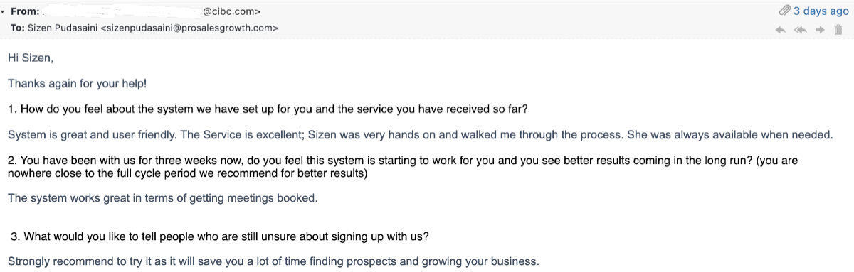 CIBC financial advisor testimonial screenshot